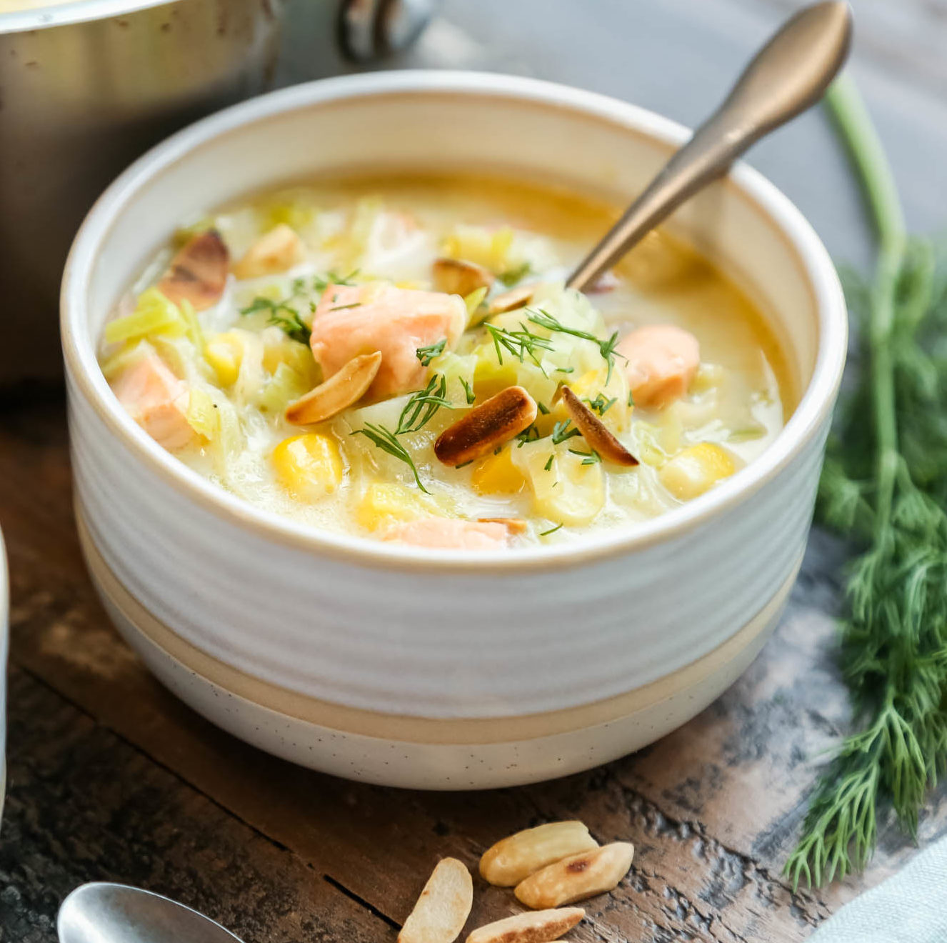 Salmon, Leek, &amp; Dill Chowder - Foods That Fight Cancer